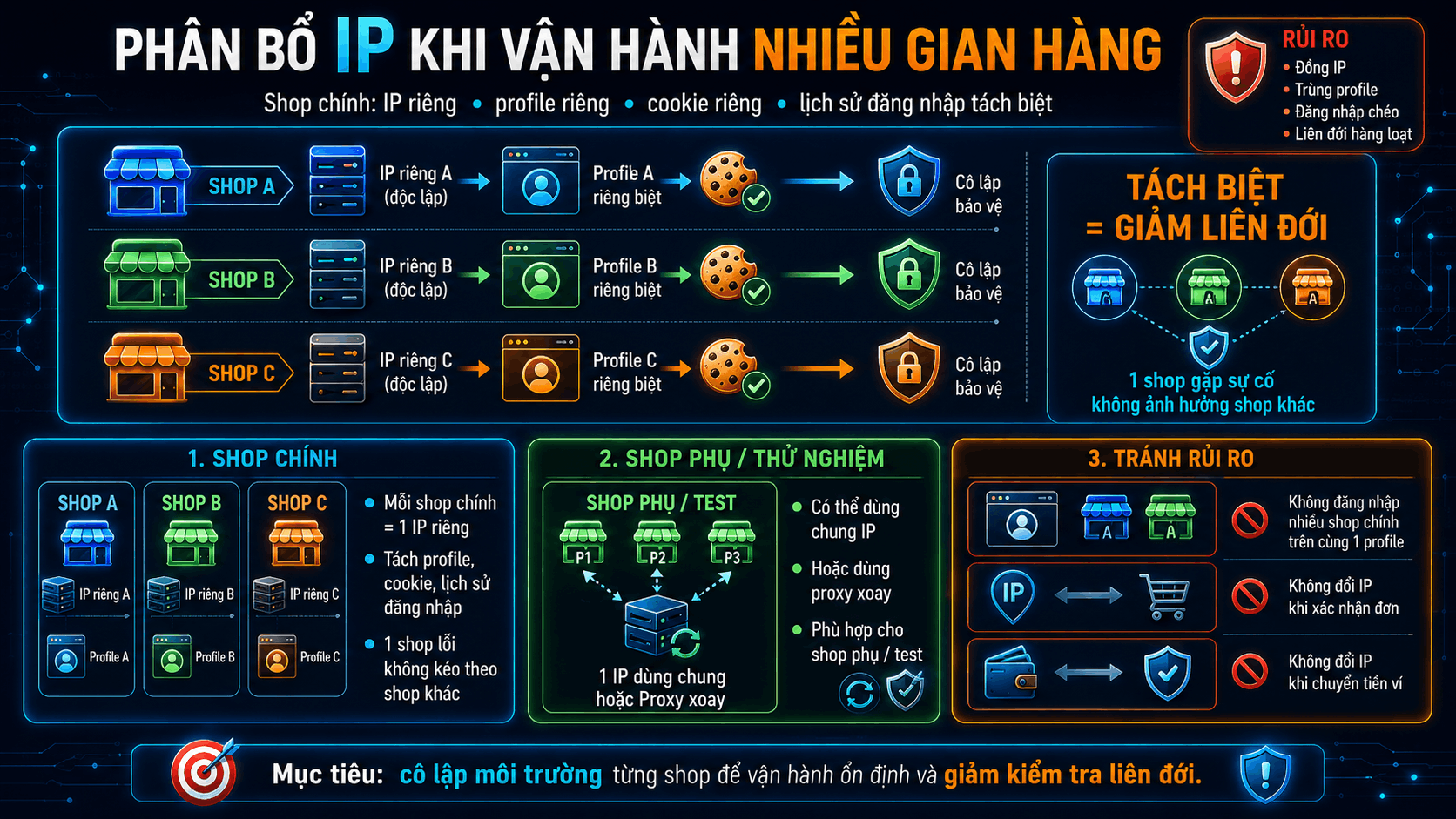 Ph&acirc;n bổ IP khi shop vận h&agrave;nh nhiều gian h&agrave;ng